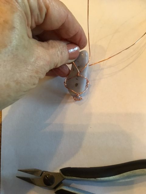Karen Meador, Ph.D.'s Stone Twist Wrap - , Contemporary Wire Jewelry, Lashing, Wire Lashing, Wire Wrapping, Wrapping, Wire Wrapping Jewelry, twist the 2 wires